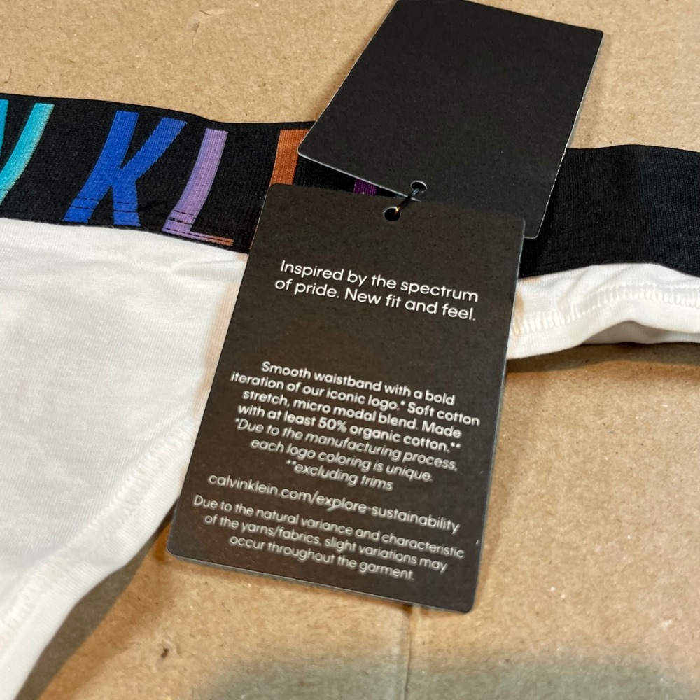 Calvin Klein Intense Power Pride Rainbow Logo Thong White Small QF7833-110 - Picture 2 of 7